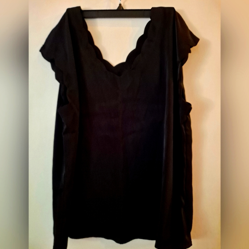 Scalloped Black Shirt - Express